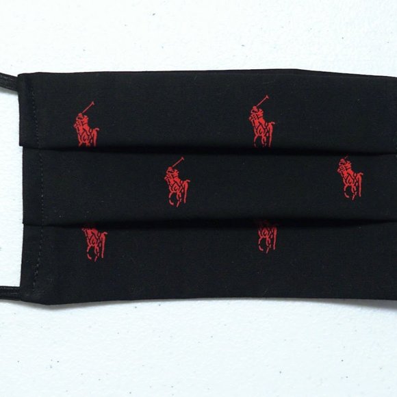 Designer Face Mask Black w Red Pony Two Sizes - Picture 3 of 4